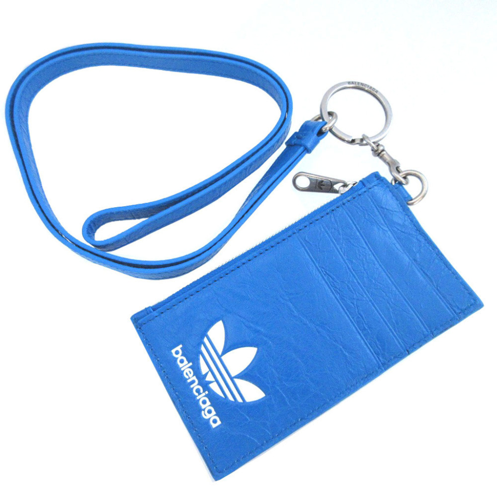Balenciaga & Adidas Collaboration 721894 Leather Blue with Strap Business Car...
